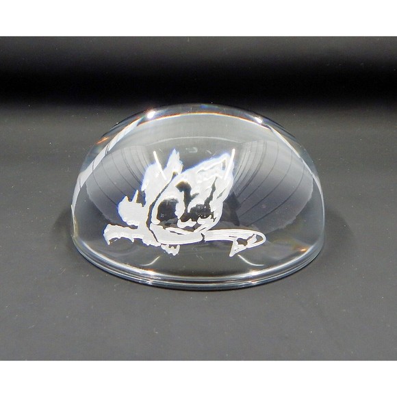 Jonel Full Lead Crystal Etched Duck Dome Magnifying Paperweight 3-1/2 Inches - Picture 3 of 10